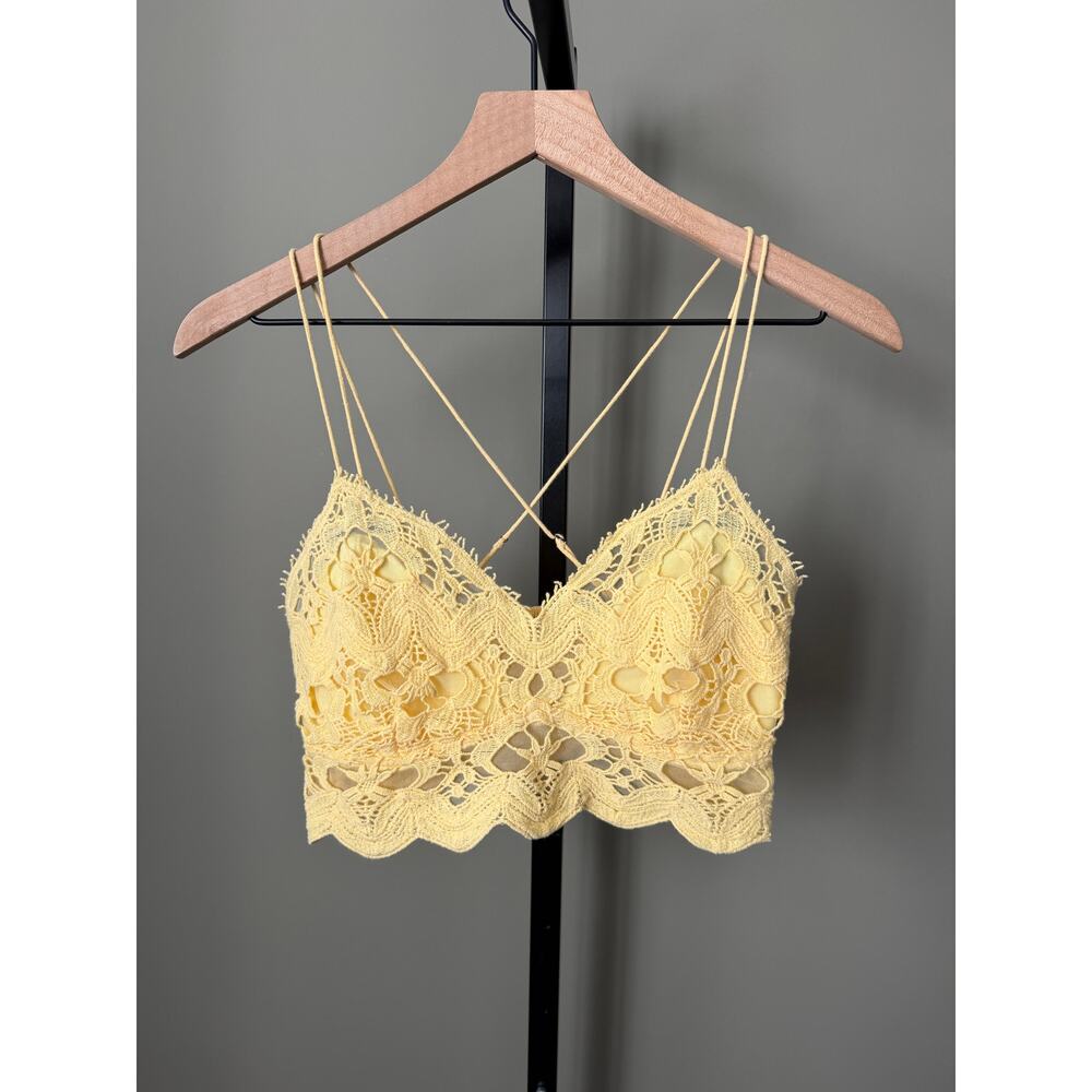 Free People Ilektra Lace Bralette in crocus yellow Small Womens - Picture 2 of 4